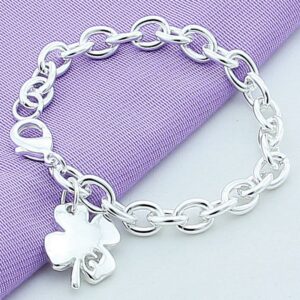 925 Silver Plated Clover Bracelet
