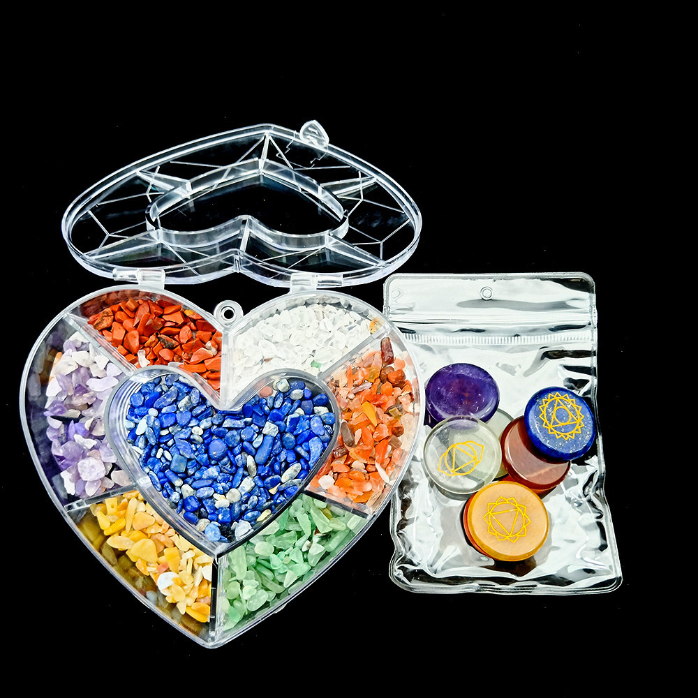 Crystal Agate Jade Seven Chakras Love Heart - Imagen 5