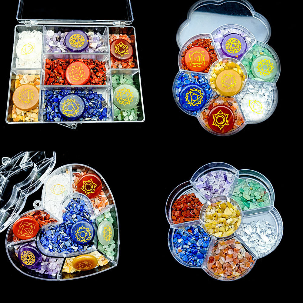 Crystal Agate Jade Seven Chakras Love Heart - Imagen 2