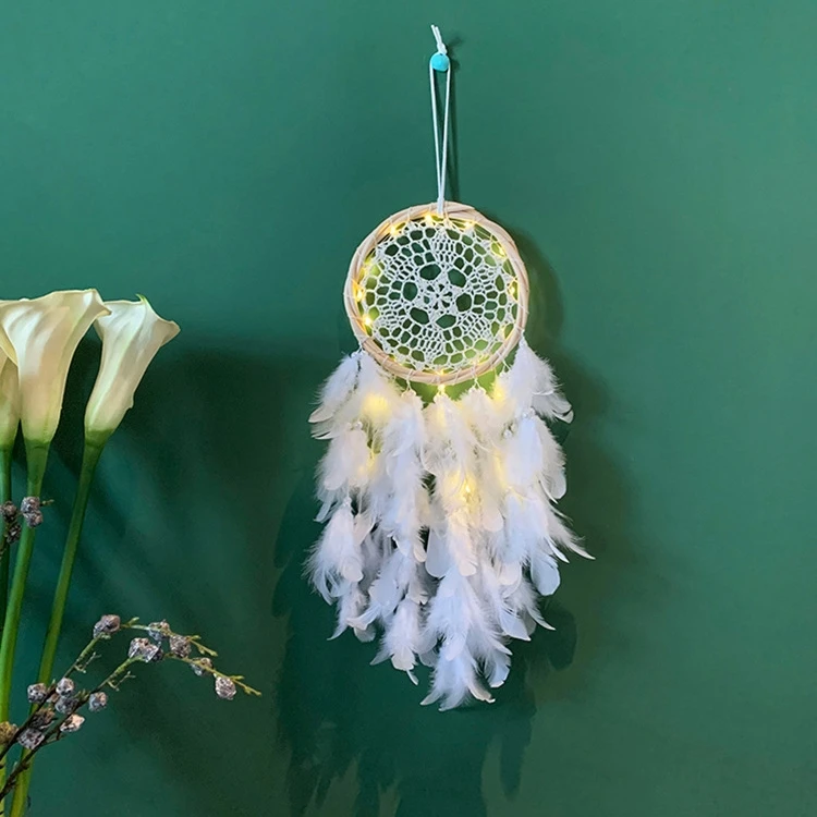 Factory Price Dream Catcher 60cm LED Light National Feather Garden Ornaments Girls Room Decor Dreamcatcher Birthday Gifts - Imagen 2