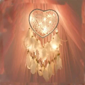 LED Light Dream Catcher Handmade Deamcatcher Feathers Wall Hanging Decoration Romantic Valentine's Day Gift for Girlfriend