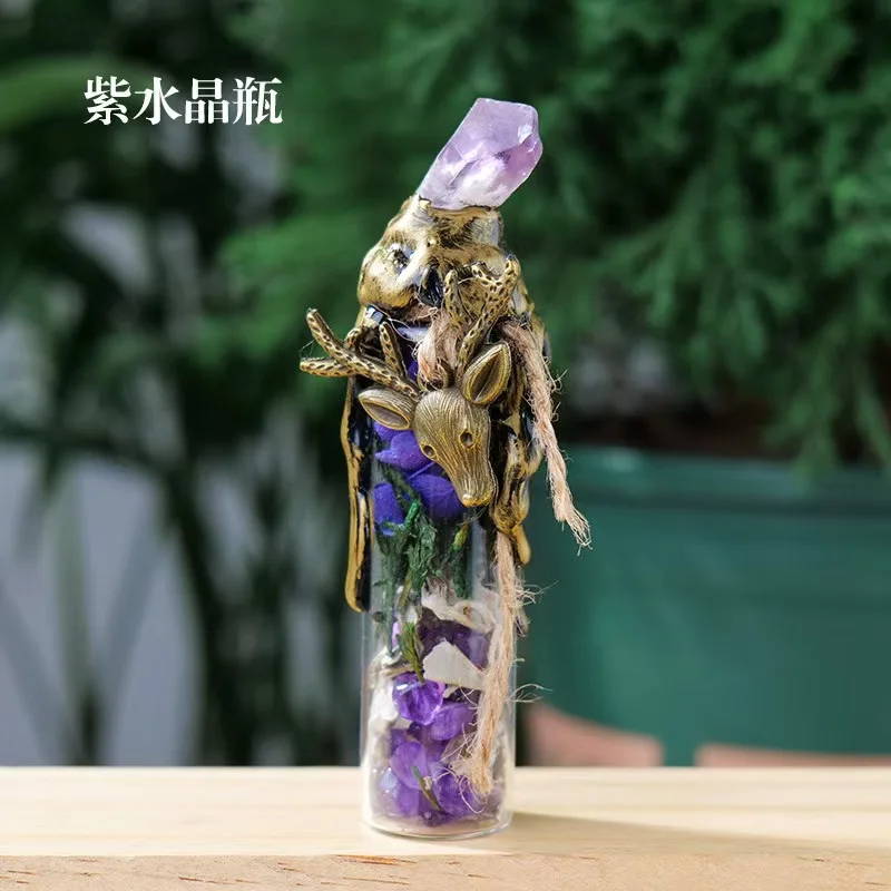Spiritual Energy Divination Container - Natural Crystal Gemstone Wishing Bottle for Christmas Halloween Gifts - Imagen 11