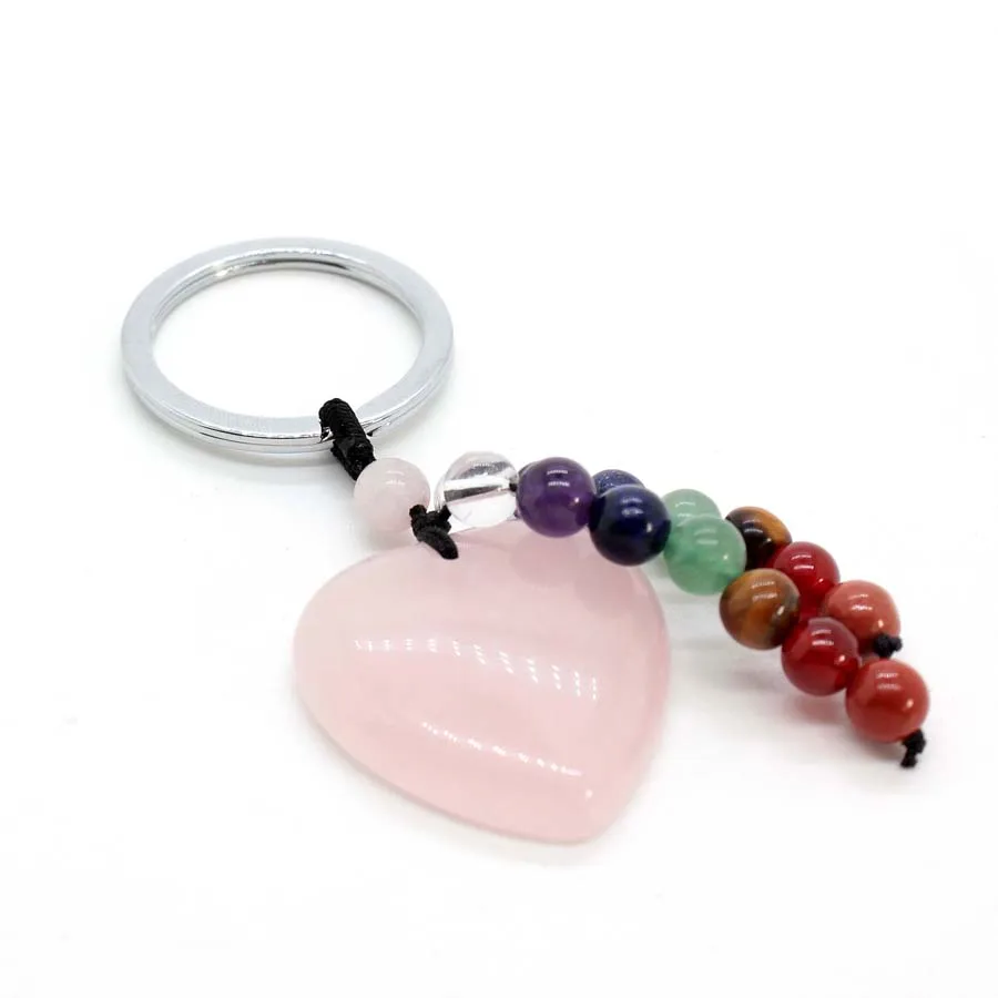Llavero de cristal con forma de corazón de piedra natural - Imagen 5