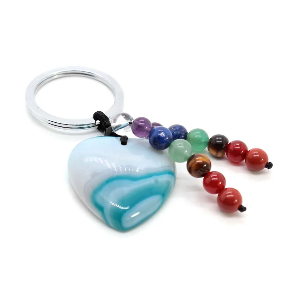 Llavero de cristal con forma de corazón de piedra natural - Imagen 8
