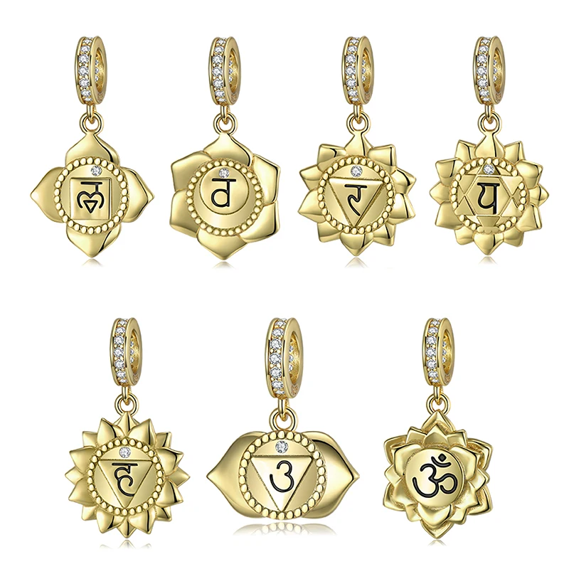 Piezas de los 7 Chakras de plata de pulsera