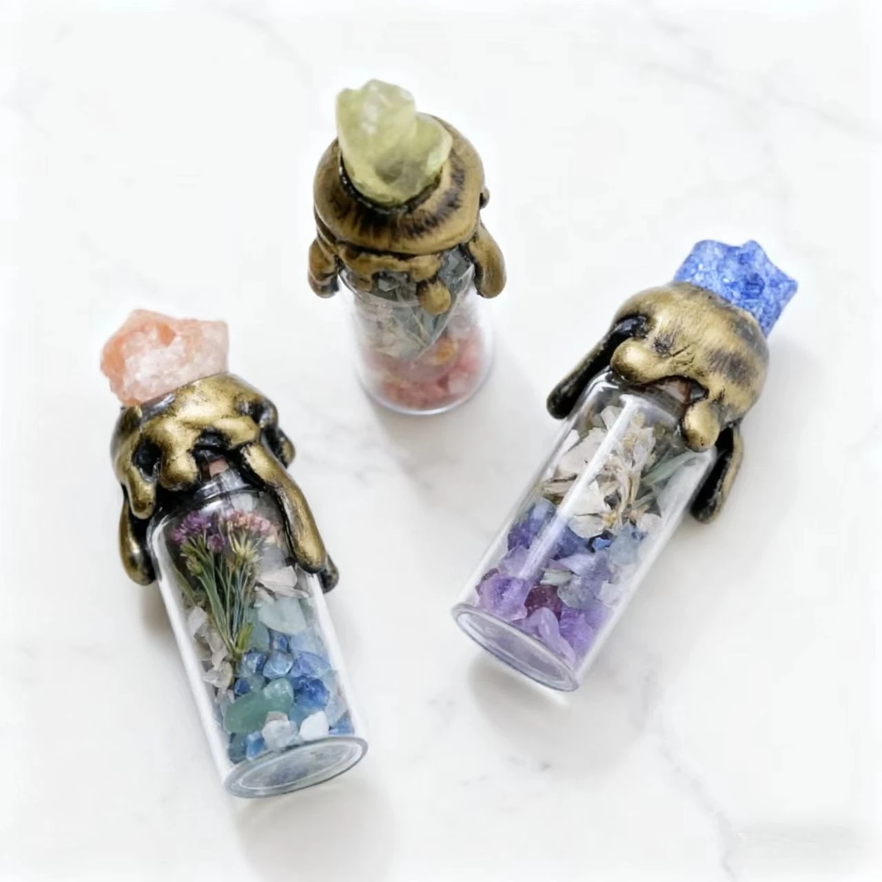 Spiritual Energy Divination Container - Natural Crystal Gemstone Wishing Bottle for Christmas Halloween Gifts - Imagen 4