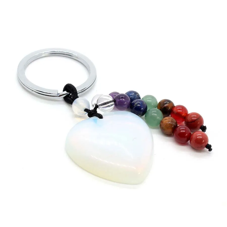 Llavero de cristal con forma de corazón de piedra natural - Imagen 7