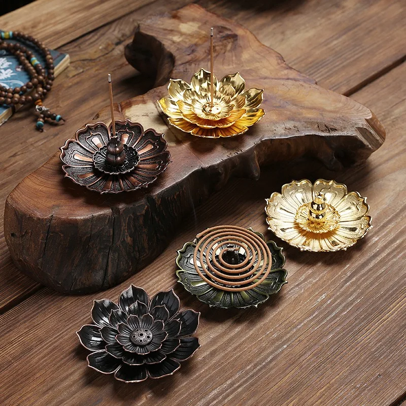 Metal Zen Lotus Buddha Incense Burner Incense Diffuser Incense Stick Holder Censer Buddhist Aromatherapy Use In Office Teahouse - Imagen 5
