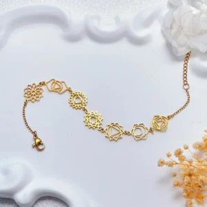 Pulsera dorada o plateada de los 7 símbolos de los chakras