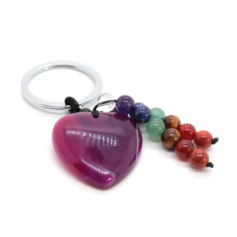 Llavero de cristal con forma de corazón de piedra natural - Imagen 10