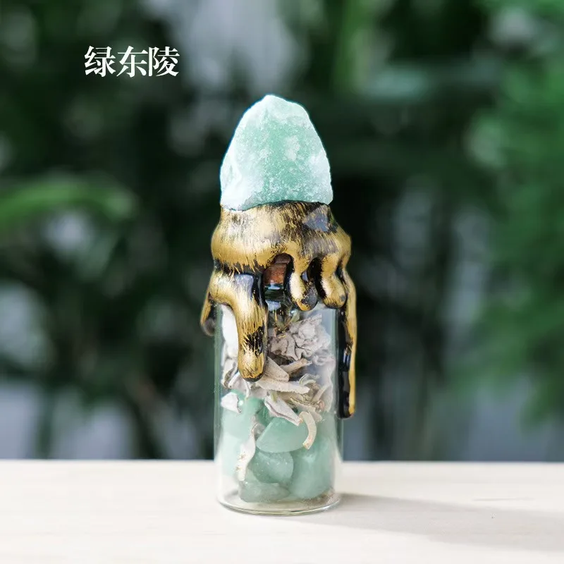 Spiritual Energy Divination Container - Natural Crystal Gemstone Wishing Bottle for Christmas Halloween Gifts - Imagen 7