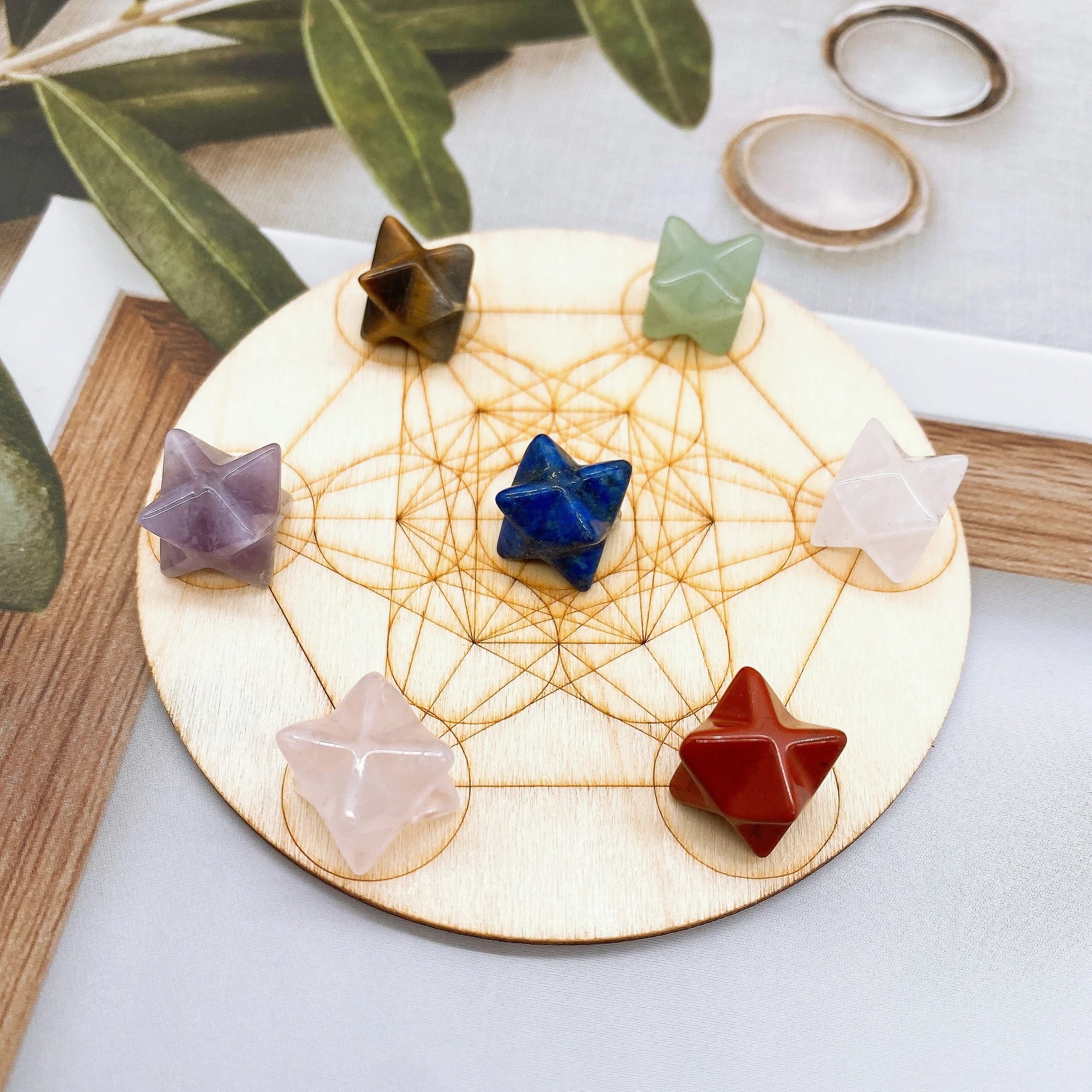 Plato de madera Merkaba con los 7 chackras - Imagen 5