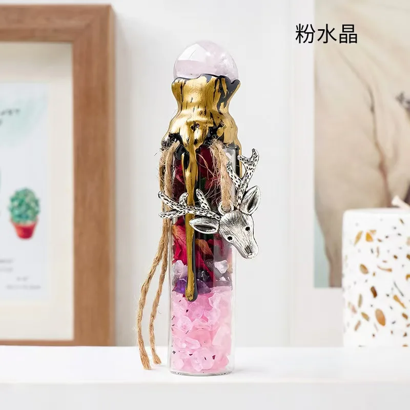 Spiritual Energy Divination Container - Natural Crystal Gemstone Wishing Bottle for Christmas Halloween Gifts - Imagen 15