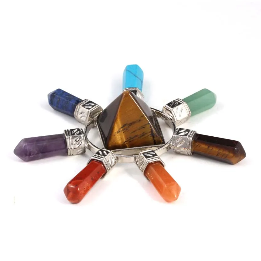 Pirámide hexagonal de piedras naturales de 7 Chakras - Imagen 7
