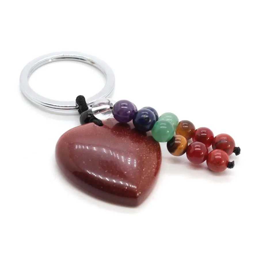 Llavero de cristal con forma de corazón de piedra natural - Imagen 14