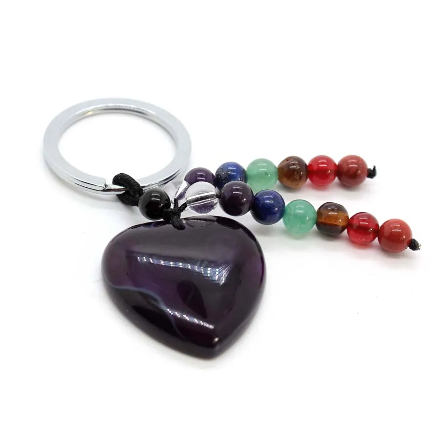 Llavero de cristal con forma de corazón de piedra natural - Imagen 9