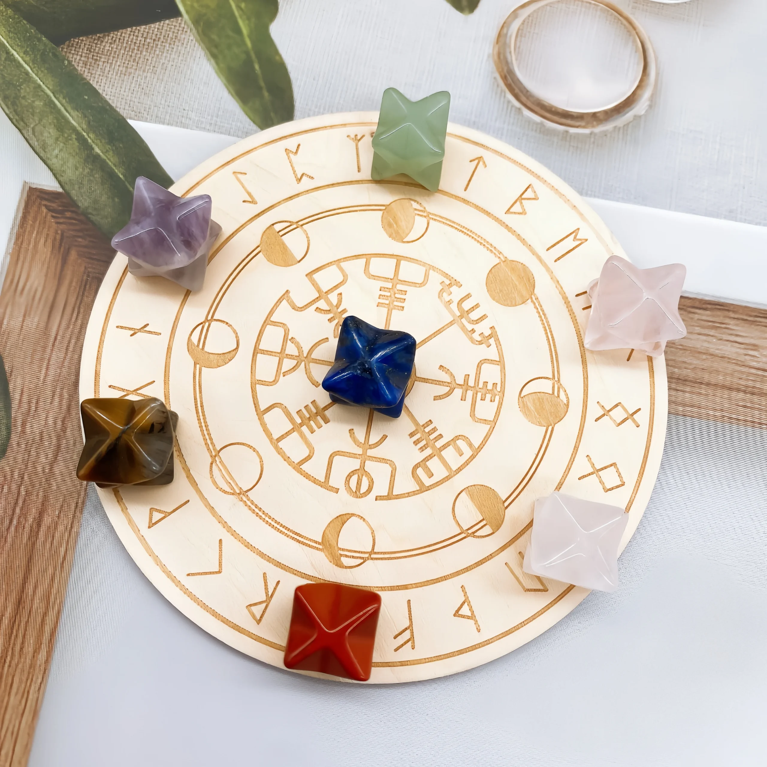 Plato de madera Merkaba con los 7 chackras - Imagen 6