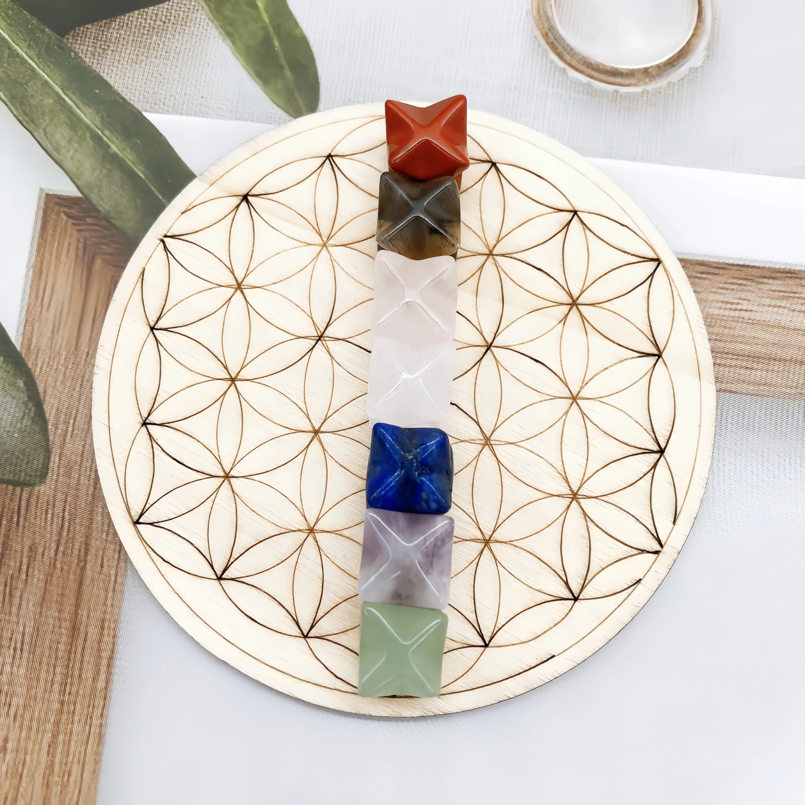 Plato de madera Merkaba con los 7 chackras - Imagen 2