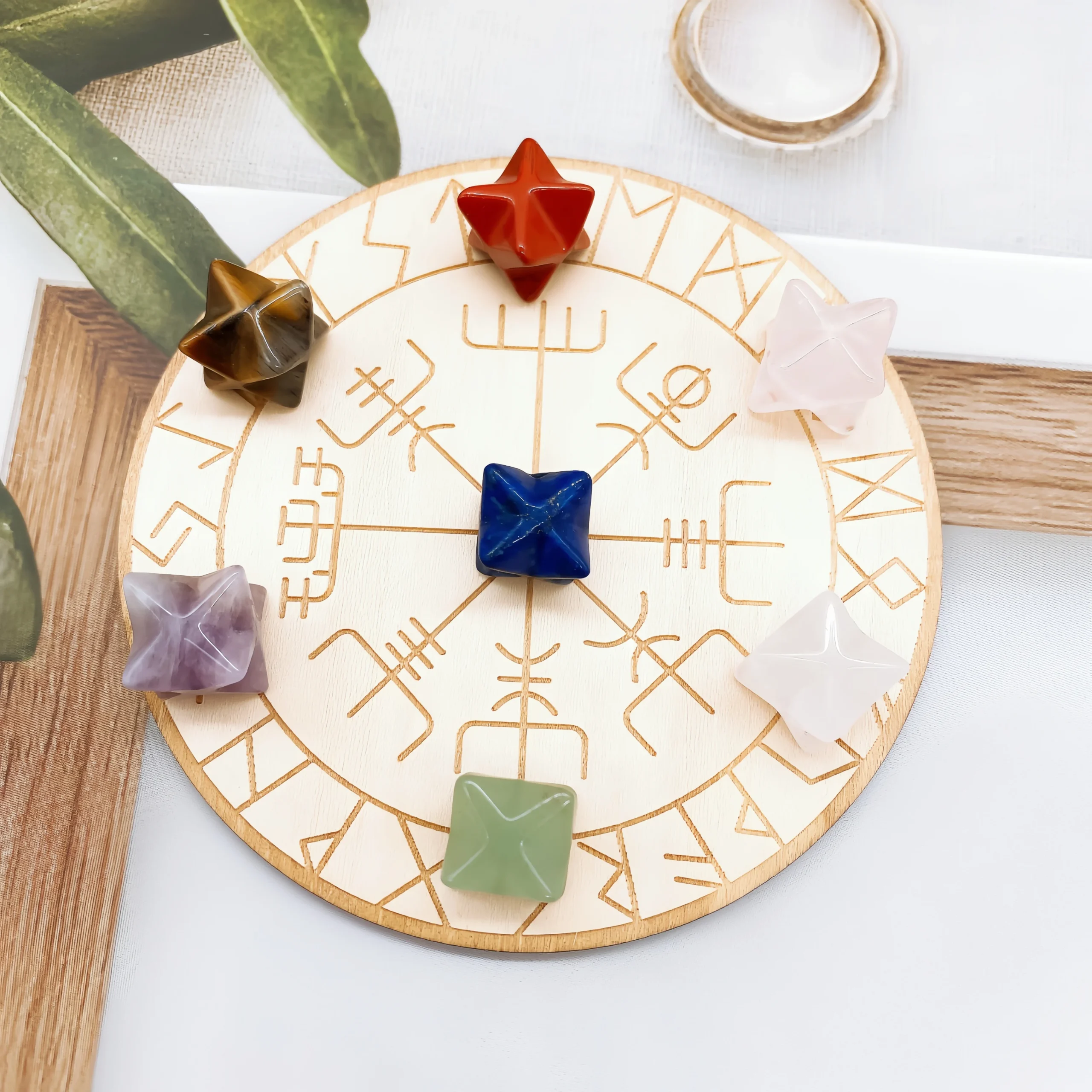 Plato de madera Merkaba con los 7 chackras - Imagen 3