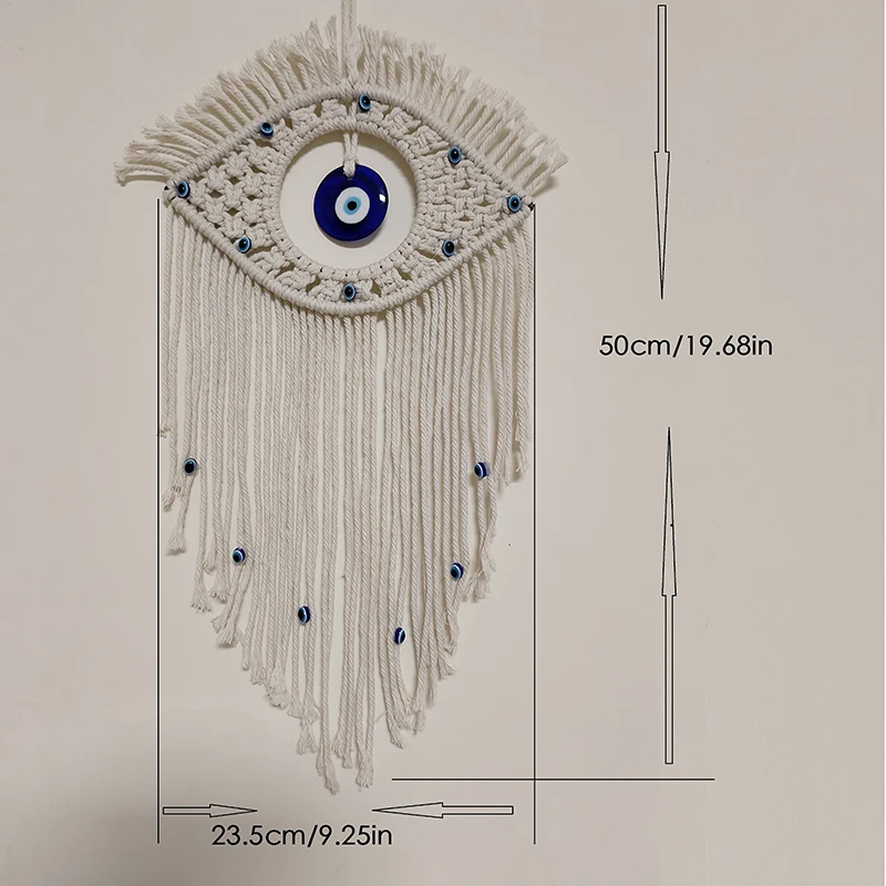 Macrame Wall Hanging Handmade Turkish Evil Eye Pendant Tapestry Nazar Decoration for Home Living Room Wall Home Decor Gift - Imagen 6