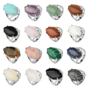 Oval Natural Stone Amethyst Ring for Boys Jewellery Women Gift Retro Boho Gothic  Anillos Steampunk  Style At Halloween party