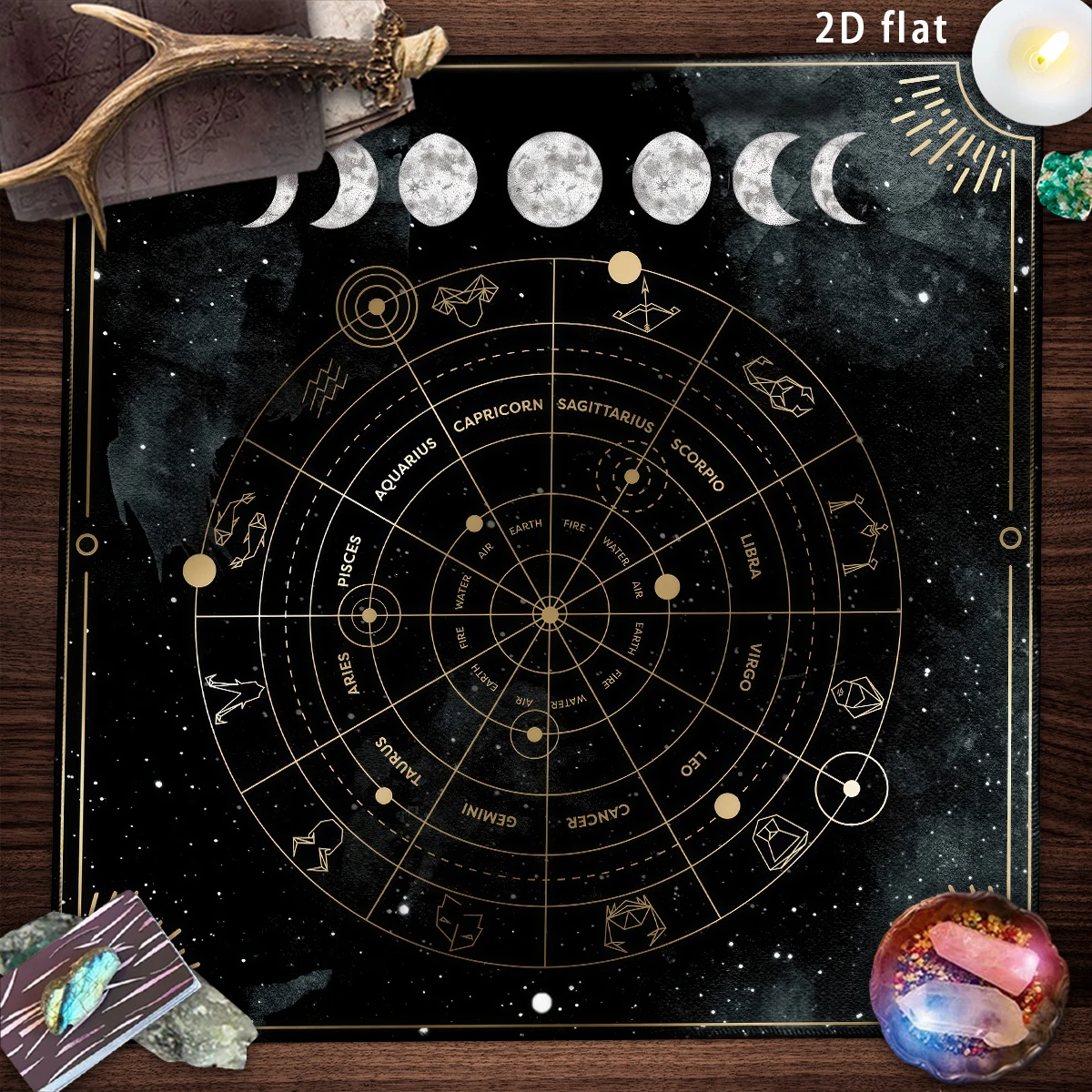 Mystical Tarot Constellation Altar Cloth Tarot Tablecloth Golden Astrological Symbols on Purple Table Cloth For Divination Mat - Imagen 6