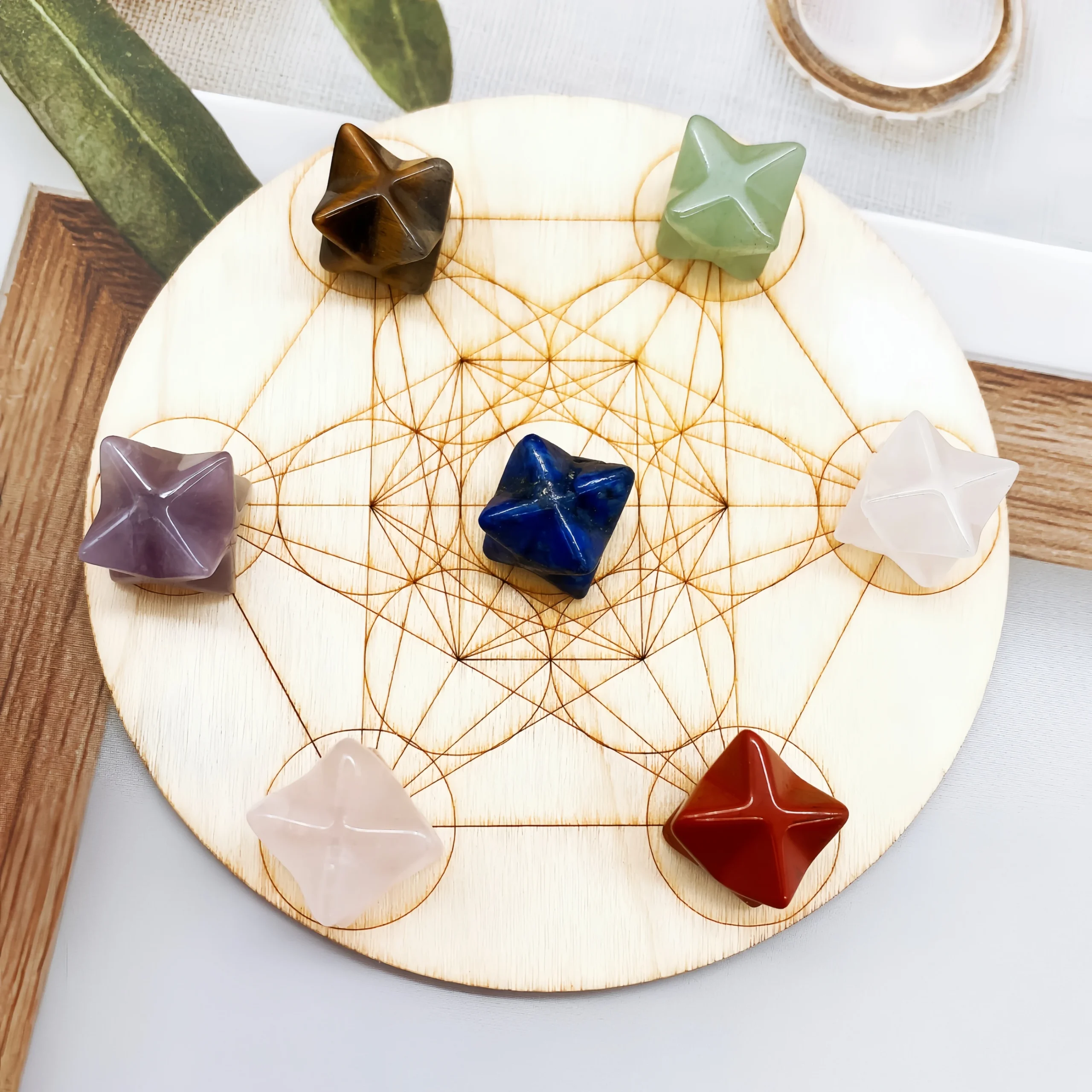 Plato de madera Merkaba con los 7 chackras - Imagen 8