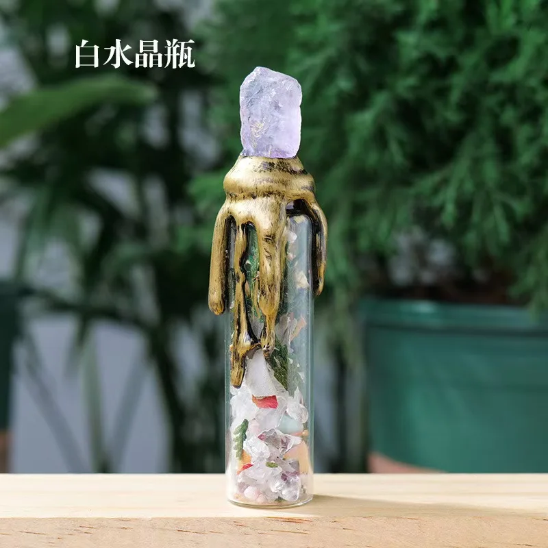 Spiritual Energy Divination Container - Natural Crystal Gemstone Wishing Bottle for Christmas Halloween Gifts - Imagen 17