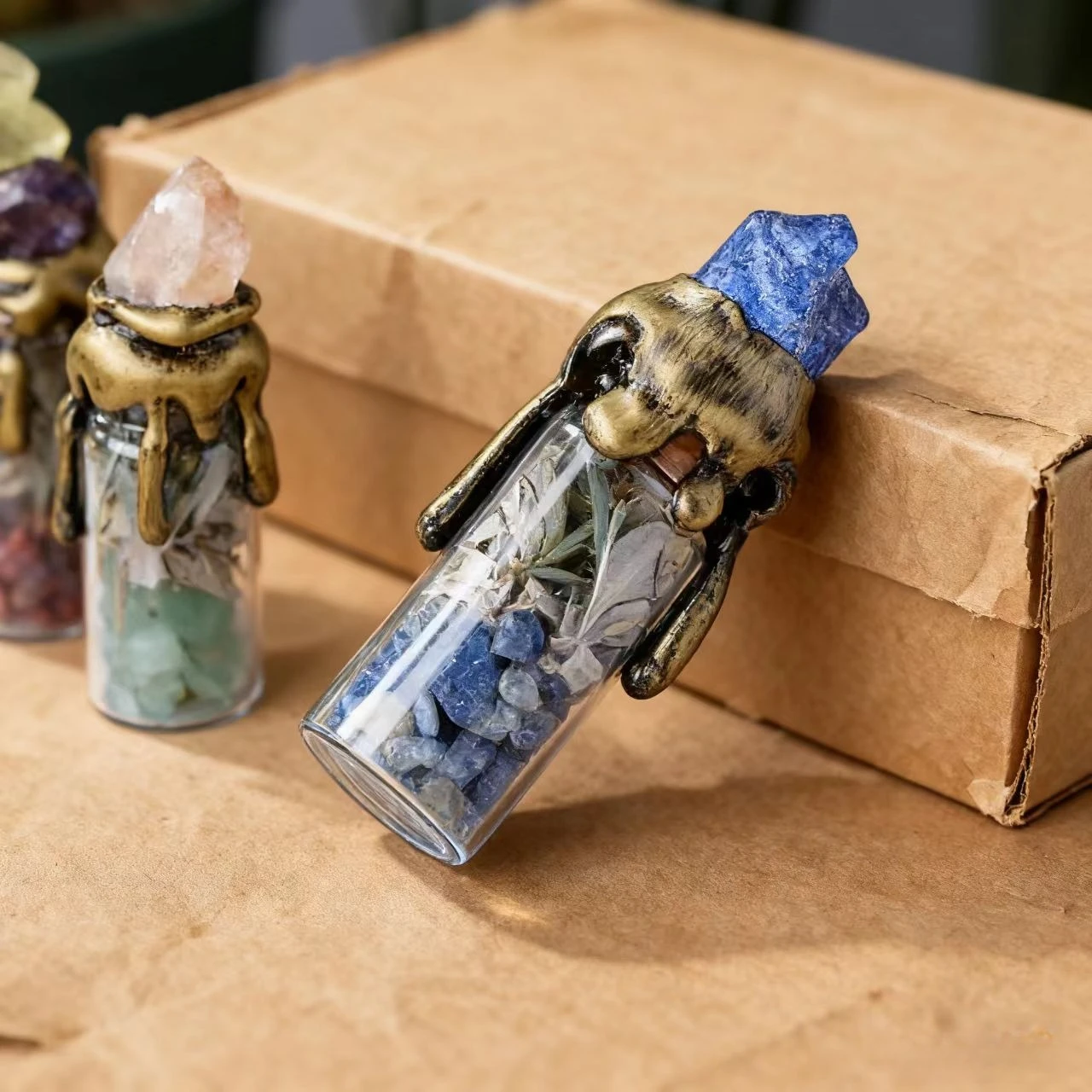 Spiritual Energy Divination Container - Natural Crystal Gemstone Wishing Bottle for Christmas Halloween Gifts - Imagen 5