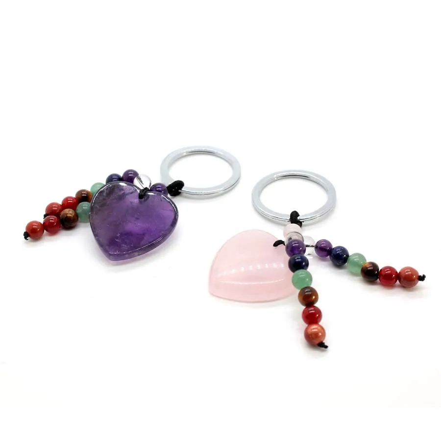 Llavero de cristal con forma de corazón de piedra natural - Imagen 2