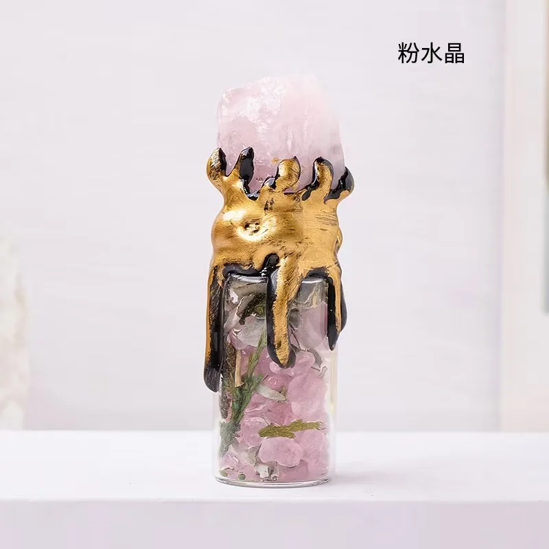 Spiritual Energy Divination Container - Natural Crystal Gemstone Wishing Bottle for Christmas Halloween Gifts - Imagen 18