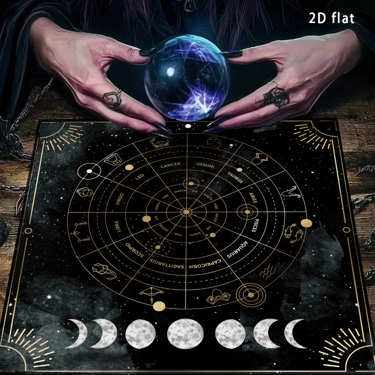 Mystical Tarot Constellation Altar Cloth Tarot Tablecloth Golden Astrological Symbols on Purple Table Cloth For Divination Mat - Imagen 5