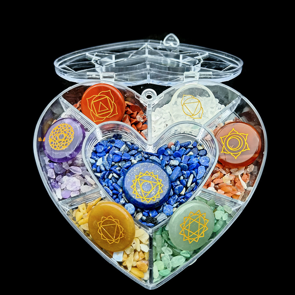 Crystal Agate Jade Seven Chakras Love Heart - Imagen 4