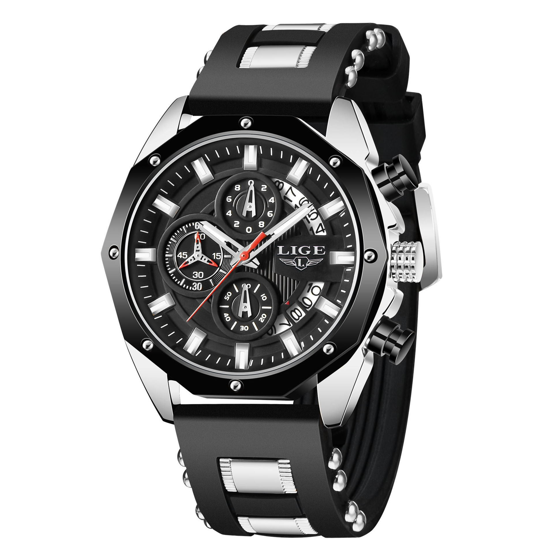 RELOJ DEPORTIVO PARA HOMBRE CON CORREA DE SILICONA Y ACERO INOXIDABLE - Imagen 4